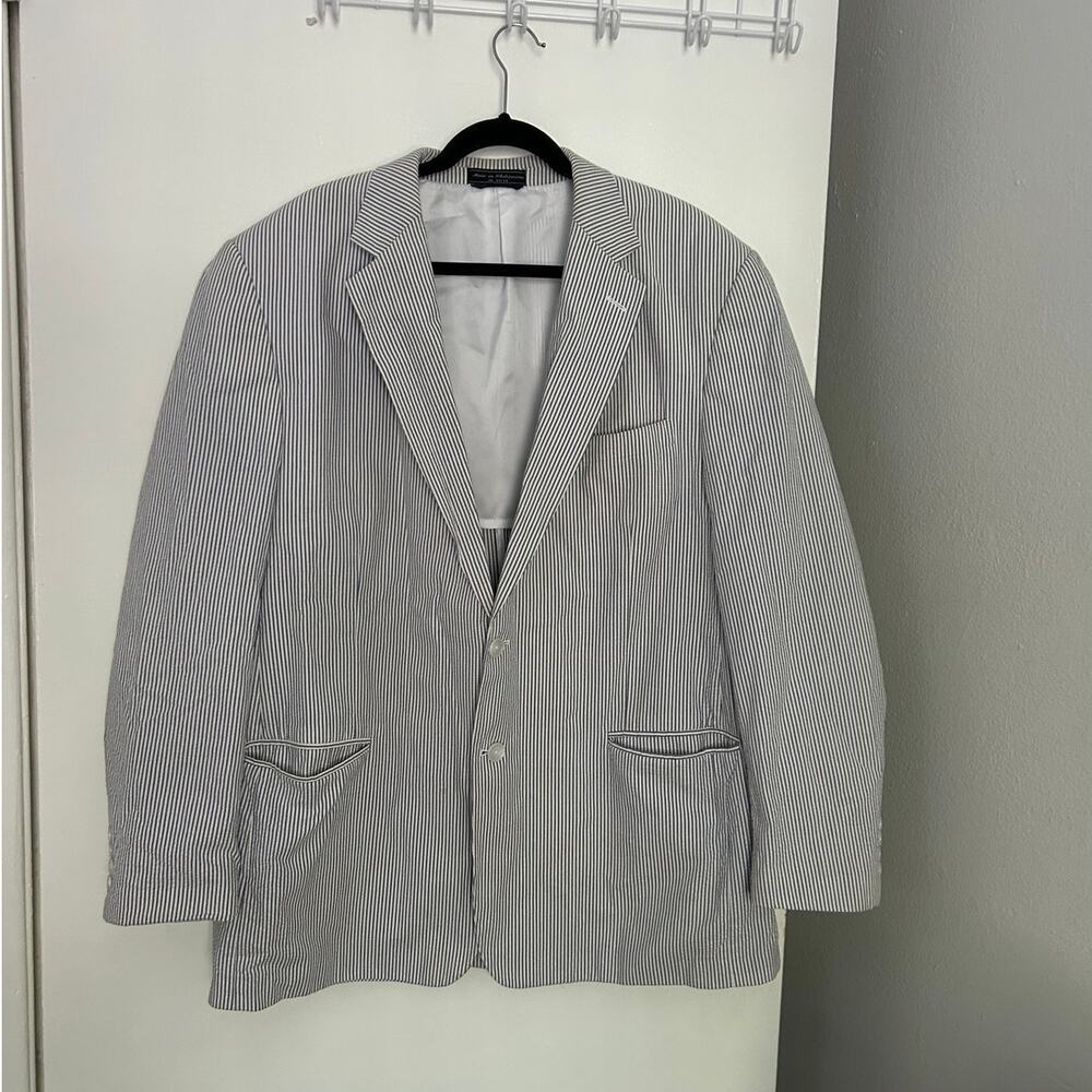 Haspel Vintage Cotton Seersucker Sport Coat Blazer Jacket 50R